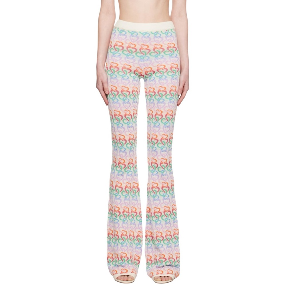 Marco Rambaldi Multicolor Heart Flare Knit Pants Small‎